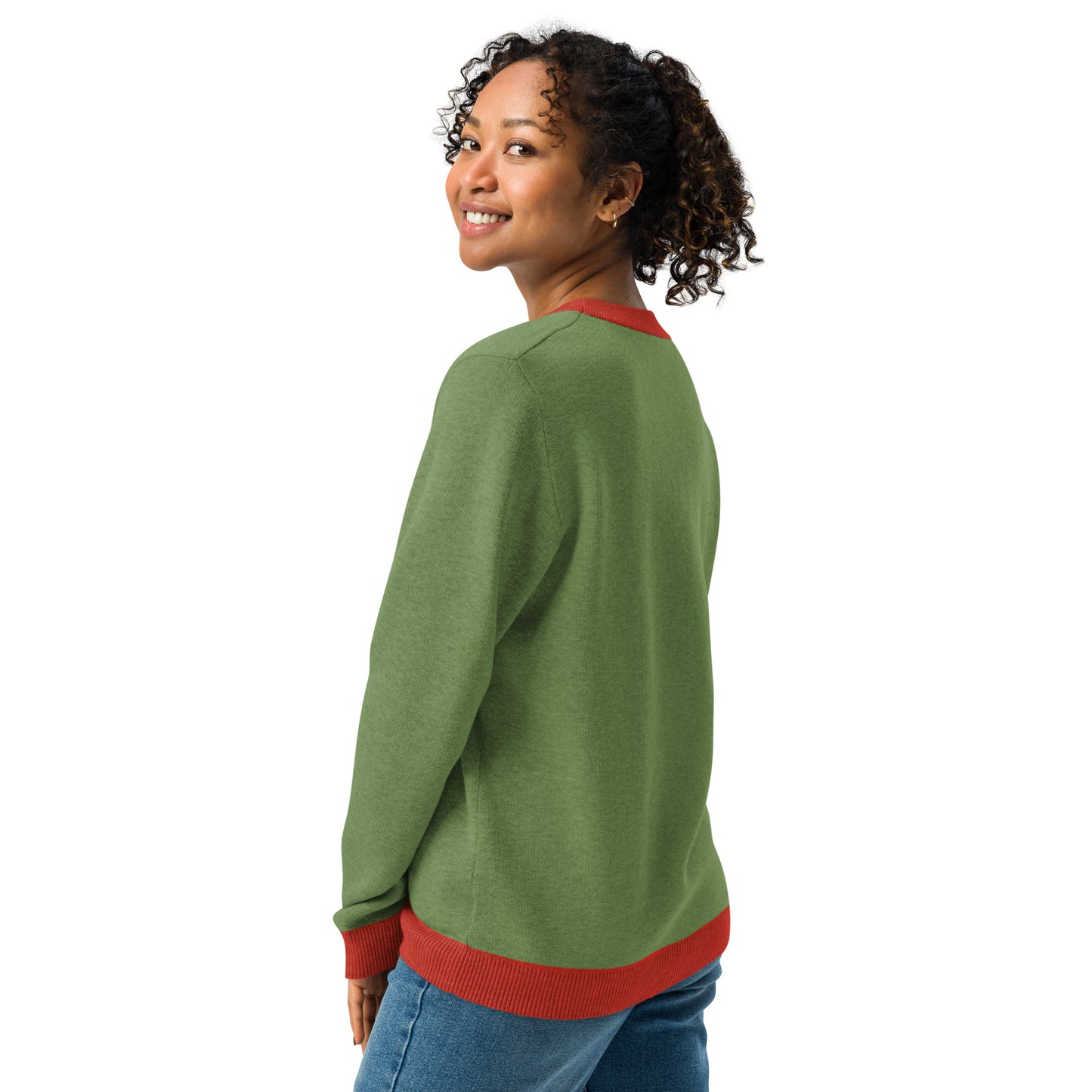 Grass Green Knitted Crew Neck Sweater