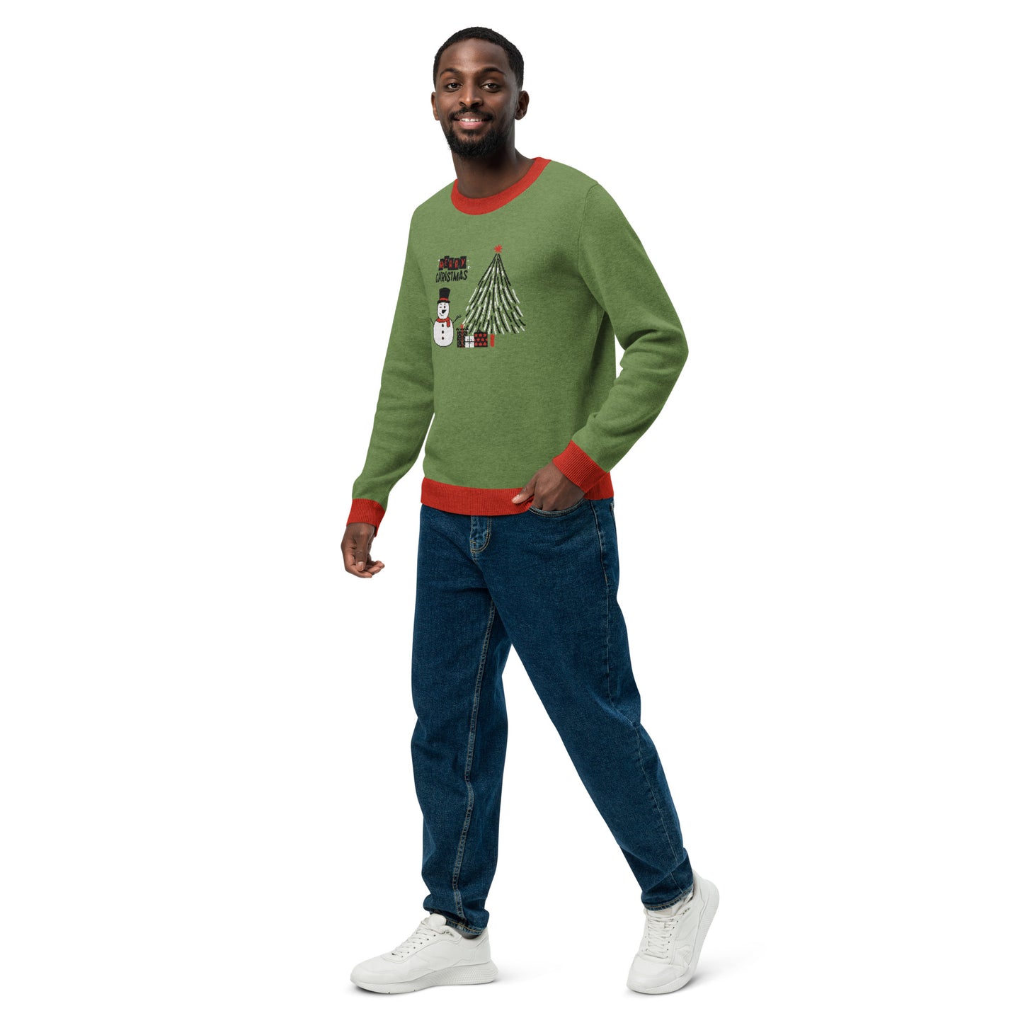 Grass Green Knitted Crew Neck Sweater