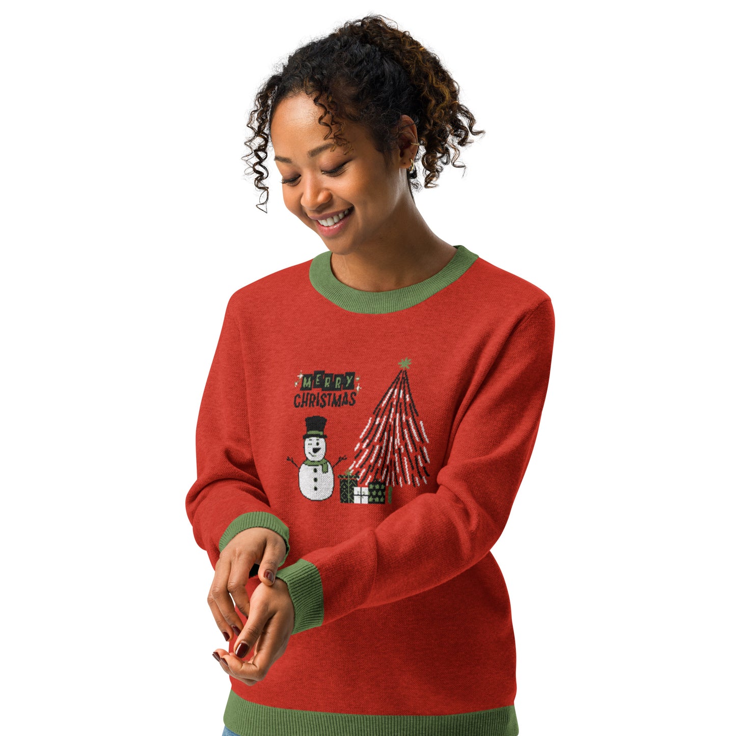 Chili Red Knitted Crew Neck Sweater