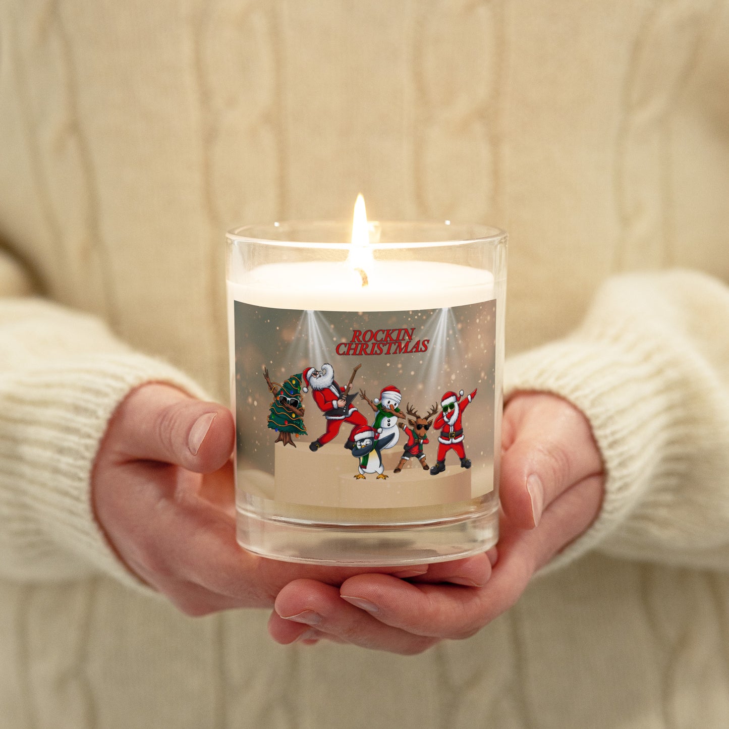 Sandi Rockin Christmas Glass Jar Soy Wax Candle