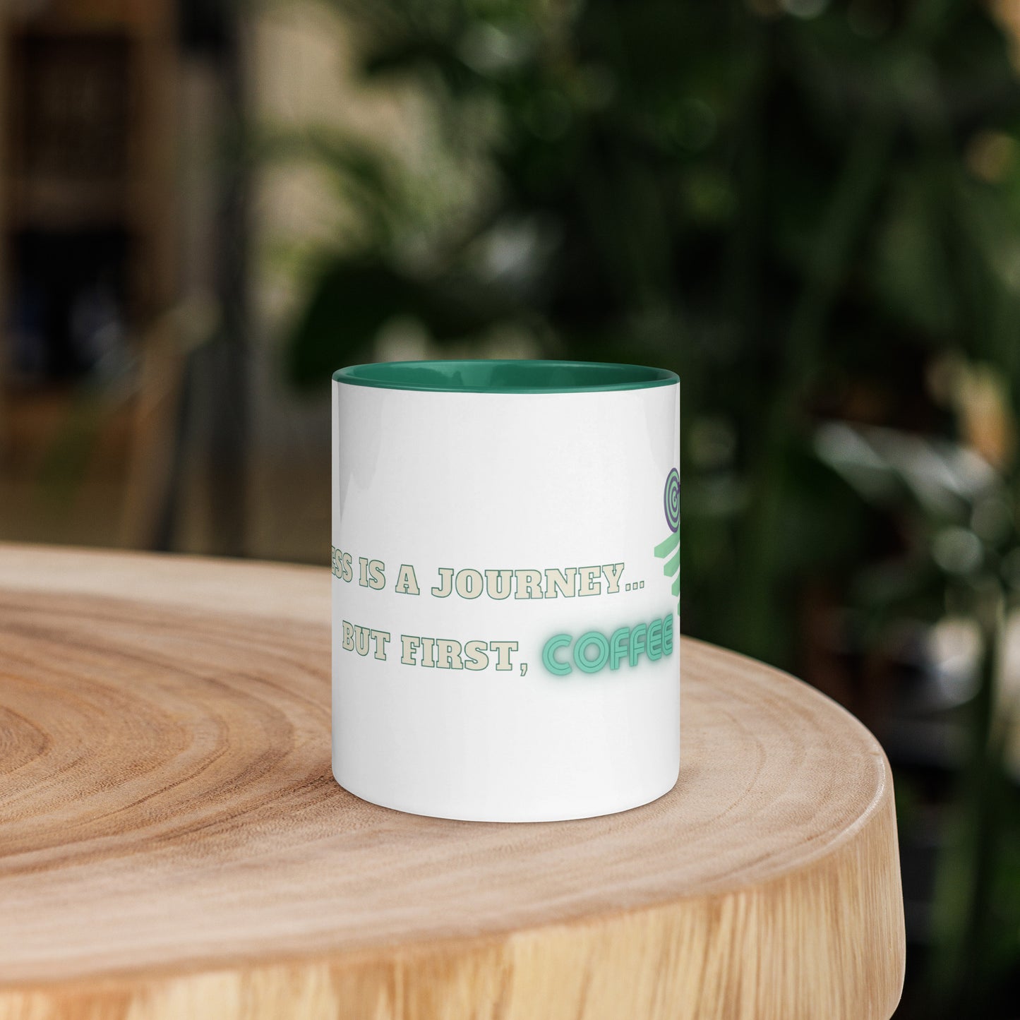 Journey Ceramic Mug w/Dark Green Color