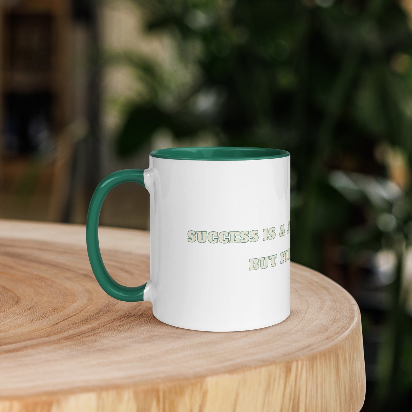 Journey Ceramic Mug w/Dark Green Color